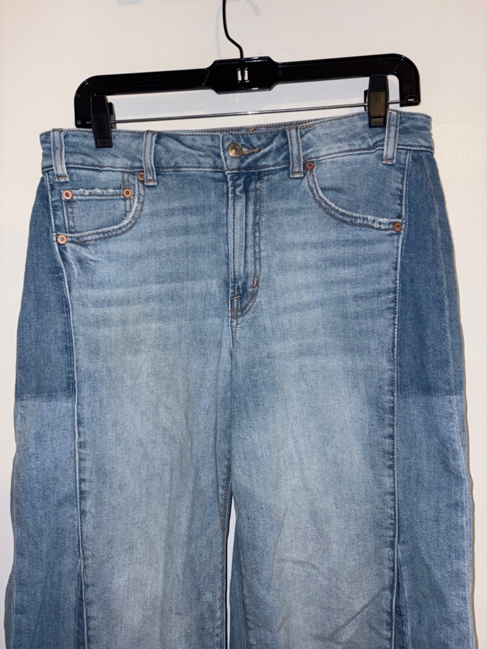American Eagle Patchwork Low Rise Baggy Wide Leg Jeans 8 - Picture 2 of 8